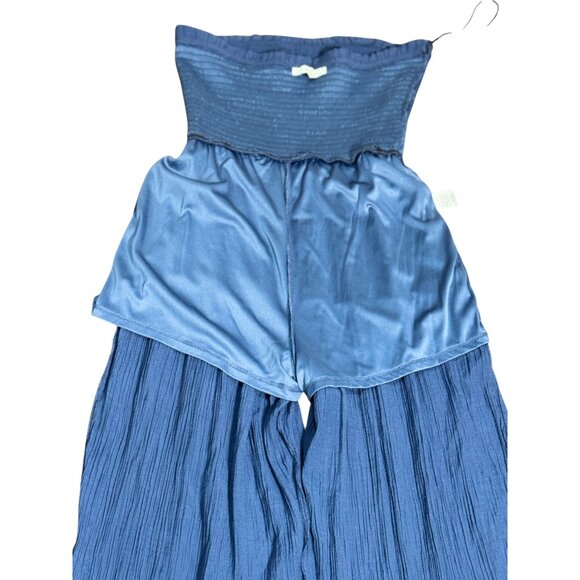 Love Tree Womens Size M Strapless Royal Blue Jumpsuit Wide Leg Boho Casual Party - Picture 4 of 11